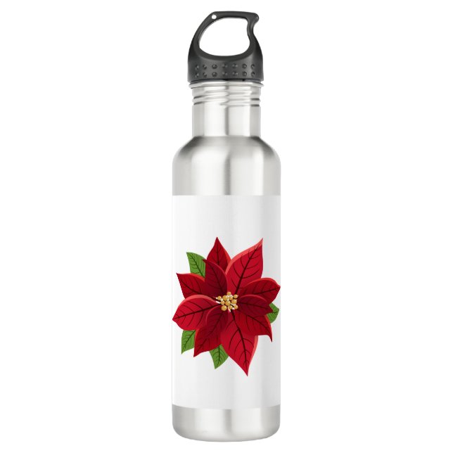 Christmas Poinsettia  710 Ml Water Bottle (Front)