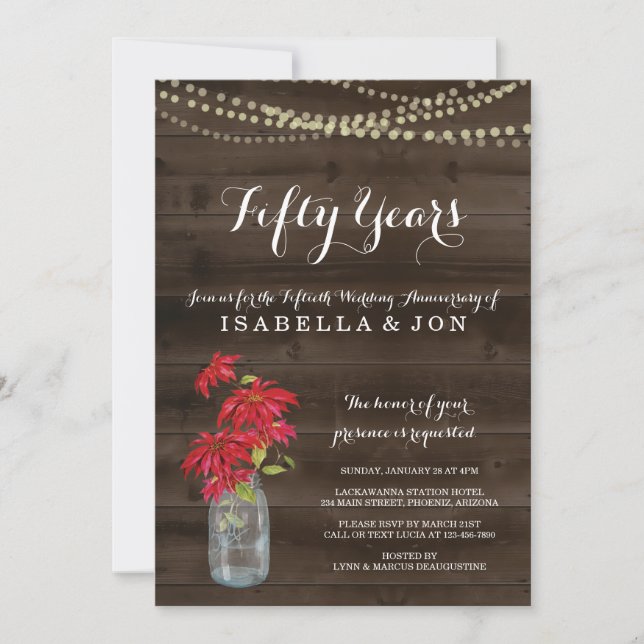 Christmas Poinsettia Anniversary Party Invitation (Front)