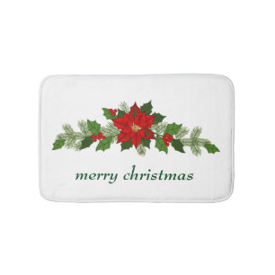 Christmas Poinsettia Bath Mat