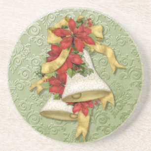 Christmas Poinsettia Bells Coaster