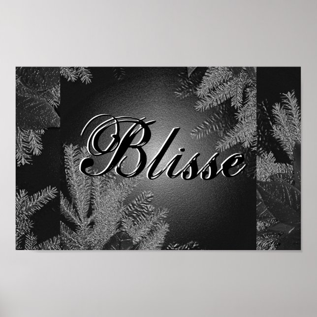 Christmas Poinsettia Black And Grey Blisse II Poster (Front)