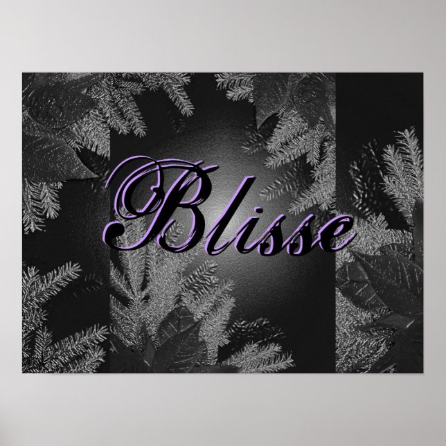 Christmas Poinsettia Black And Grey Blisse Poster (Front)