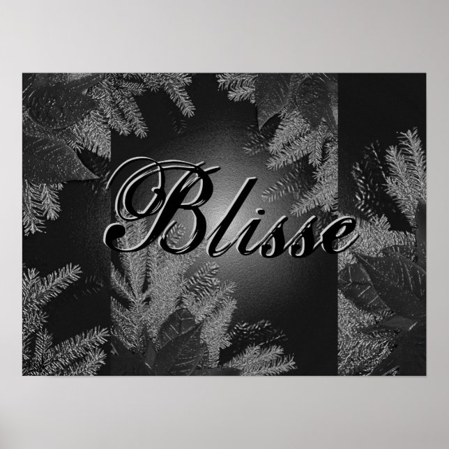 Christmas Poinsettia Black And Grey Blisse Poster (Front)