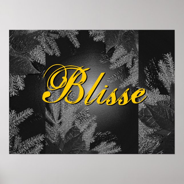 Christmas Poinsettia Black And Grey Blisse Poster (Front)