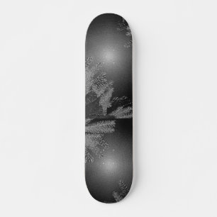 Christmas Poinsettia Black And Grey Skateboard