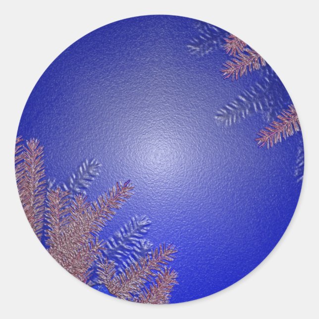 Christmas Poinsettia Blue I Classic Round Sticker (Front)