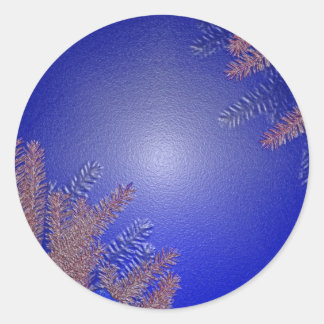 Christmas Poinsettia Blue I Classic Round Sticker