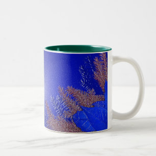 Christmas Poinsettia Blue II Two-Tone Coffee Mug