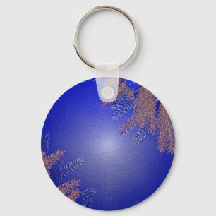 Christmas Poinsettia Blue Key Ring