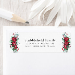 Christmas Poinsettia Botanical Return Address Label