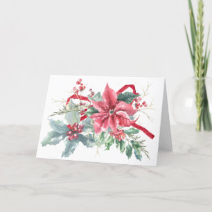 Christmas Poinsettia Bouquet Holiday Card
