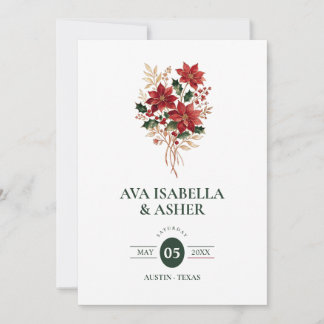 Christmas Poinsettia Bouquet Wedding QR TLW26 Invitation