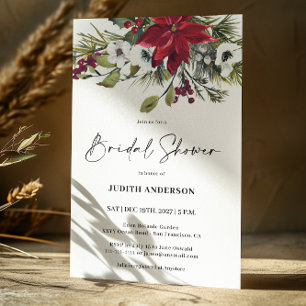 Christmas Poinsettia Bridal Shower Invitation