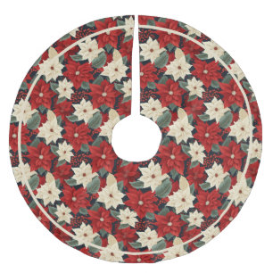 Christmas Poinsettia Brushed Polyester Tree Skirt