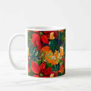 Christmas,poinsettia ,candles,festive,mistletoe,   coffee mug