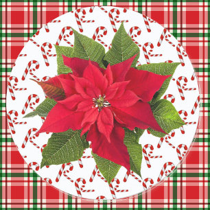 Christmas Poinsettia Candy Canes Envelope Seals