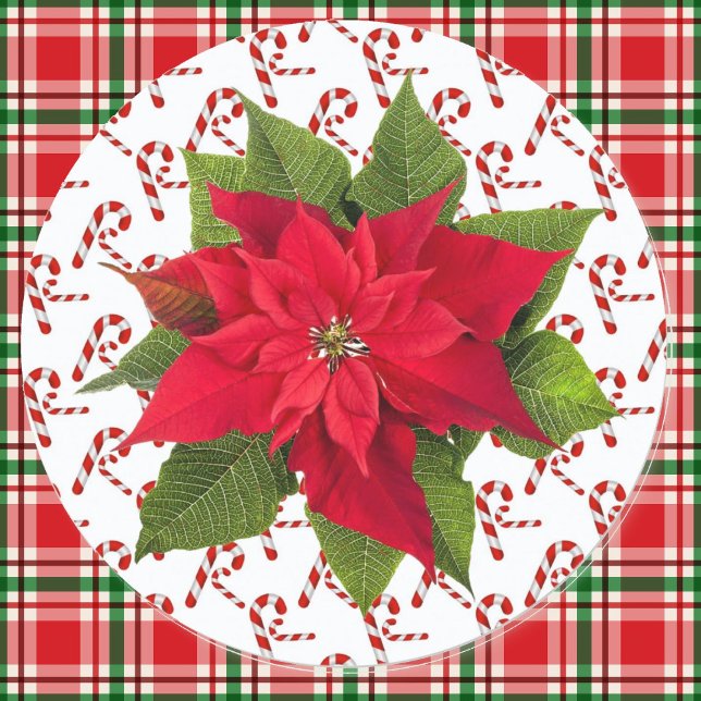 Christmas Poinsettia Candy Canes Envelope Seals (Creator Uploaded)