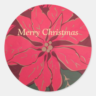 Christmas Poinsettia -  Classic Round Sticker