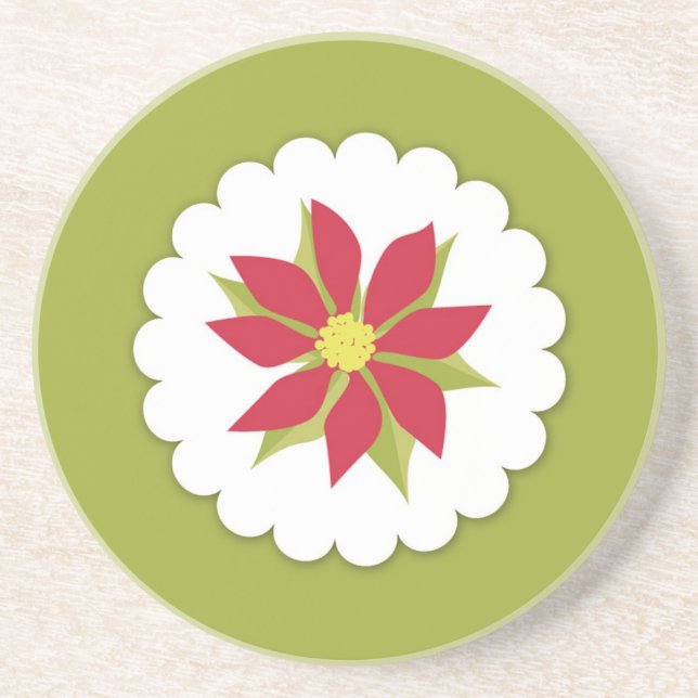 Christmas Poinsettia Coaster (Front)