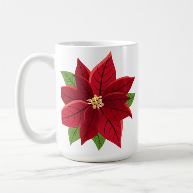 Christmas Poinsettia  Coffee Mug (Left)