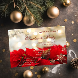 Christmas Poinsettia,CorporateChristmas Party Invitation