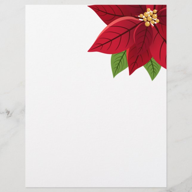 Christmas Poinsettia   Custom Letterhead (Front)
