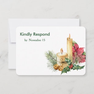 Christmas Poinsettia Dinner Choice Wedding RSVP Card