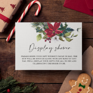 Christmas Poinsettia Display shower Bridal Shower  Enclosure Card
