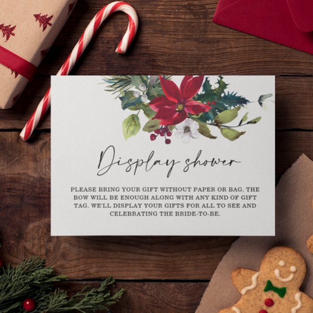 Christmas Poinsettia Display shower Bridal Shower  Enclosure Card (Creator Uploaded)