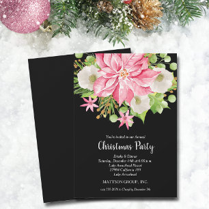 Christmas Poinsettia Floral Holiday Invitation