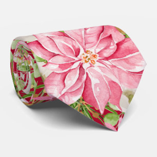 Christmas Poinsettia Floral Holiday Tie