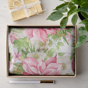 Christmas Poinsettia Floral Holiday Tissue Paper