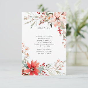 Christmas Poinsettia floral Wedding Details Enclosure Card