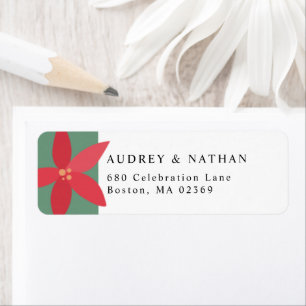 Christmas Poinsettia Flower Return Address Label