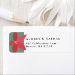 Christmas Poinsettia Flower Return Address Return Address Label<br><div class="desc">Be festive this holiday season features graphic poinsettia flower on Christmas green and classic serif lettering return address labels.</div>