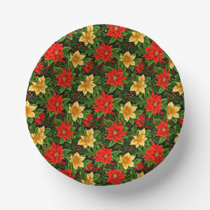 Christmas Poinsettia Flowers Pattern-86755 Paper Plate