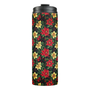 Christmas Poinsettia Flowers Pattern-86755 Thermal Tumbler