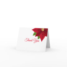 Christmas Poinsettia Folded Thank You Card