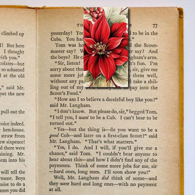 Christmas Poinsettia Folding Bookmarks Bookmarkers Business Card (Creator Uploaded)