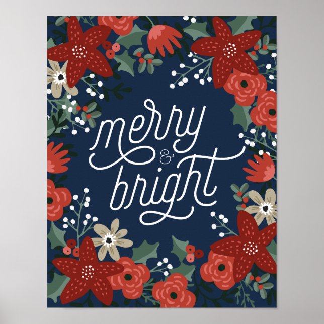 Christmas Poinsettia Foliage Poster (Front)
