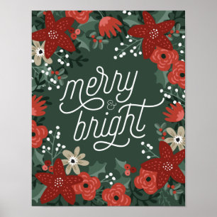 Christmas Poinsettia Foliage Poster