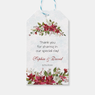 Christmas Poinsettia Frame Eat Drink and be Merry Gift Tags