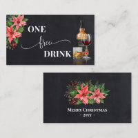 Christmas Poinsettia Free Drink Party Card Ticket