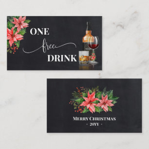 Christmas Poinsettia Free Drink Party Card Ticket