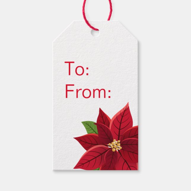 Christmas Poinsettia Gift Tag  (Front)