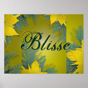 Christmas Poinsettia Gold Blisse Poster