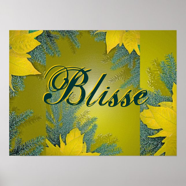 Christmas Poinsettia Gold Blisse Poster (Front)