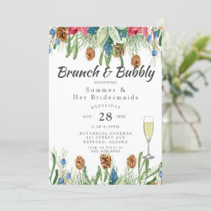 Christmas Poinsettia Gold Bridesmaids Luncheon  Invitation