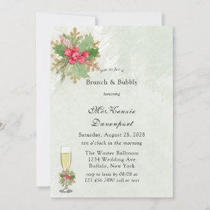 Christmas Poinsettia Gold Brunch & Bubbly Invitation