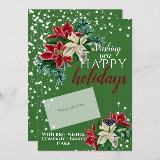 Christmas Poinsettia Green Gift Card Holder (Front/Back)